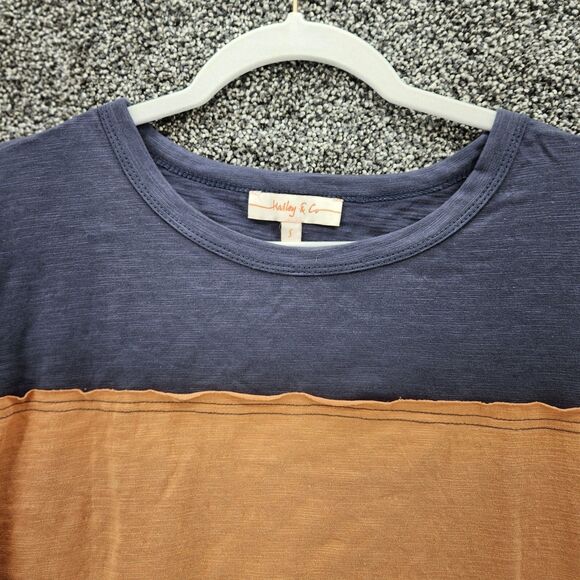 Hailey & co small 100% cotton striped gray gold long sleeve t-shirt 28.9670 - Picture 2 of 6